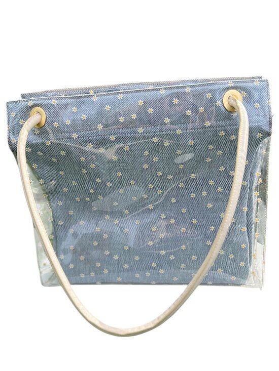 Hammitt Benjamin Style Tote Daisy Denim Clear Panels Leather Trim Large Bag - Picture 3 of 10